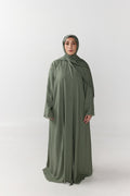 HAYAR Sage linen set, front view